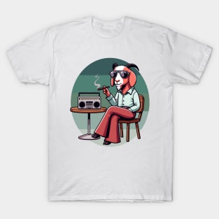 smoking 70s goat listening to vintage radio T-Shirt